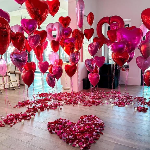 Valentines Day Heart Balloons Red Pink Heart Love Glasses Foil Mylar Balloons Gifts for Wedding Propose Marriage Anniversary Party Decorations