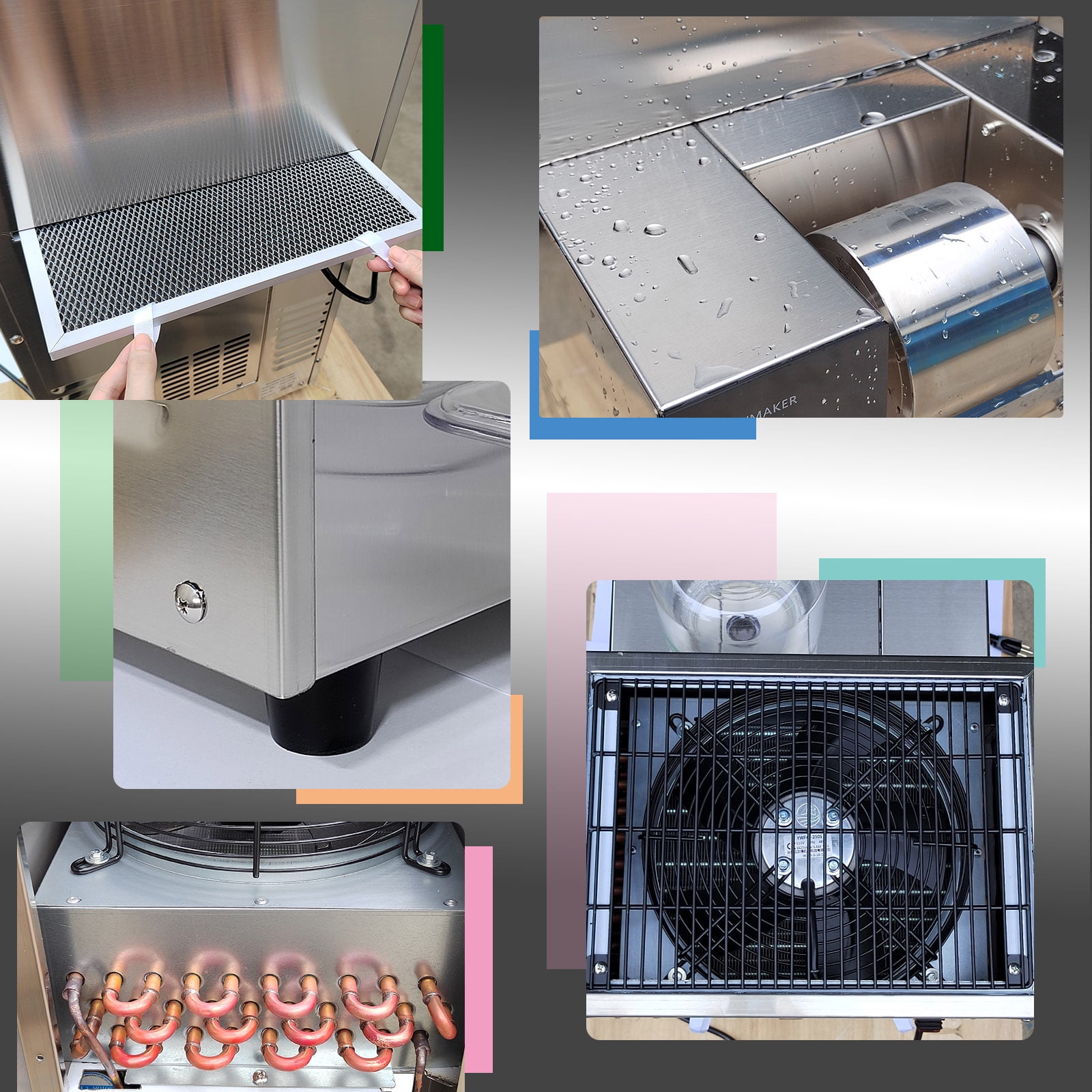 Kolice Commercial Automatic Snowflake Ice Machine, Shaved Ice Machine, Ice Crusher Shaver -440 lbs/Day, Air Cooling, Refrigerated by Compressor