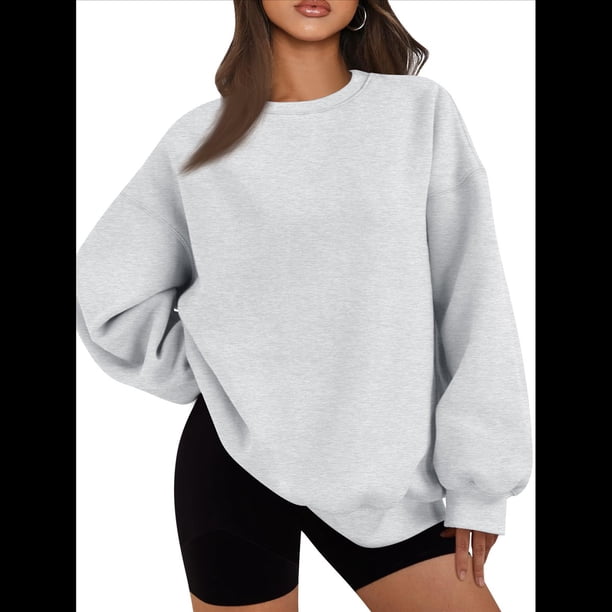 Sudadera con Capucha de Gran Tamaño para Mujer, Suéteres de Larga con Cuello Redondo de , Conjuntos Cómodos de Moda de Otoño. Gris XL