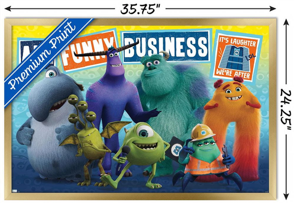 Disney Monsters at Work - Funny Business Wall Poster, 22.375" x 34", Framed