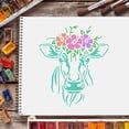 thumbnail image 6 of Cow Stencils Template 11.6x8.3 inch Plastic Flower Cow Drawing Painting Stencils Rectangle Reusable Stencils for Painting on Wood, Floor, Wall and Tile, 6 of 9