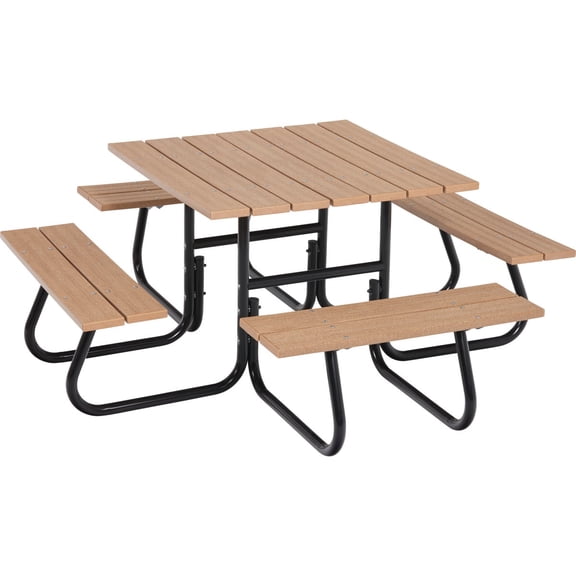 Jack-Post Picnic Table Frame Kit Fiesta Charm - Frame Only, 4-Sided, Metal, Brown