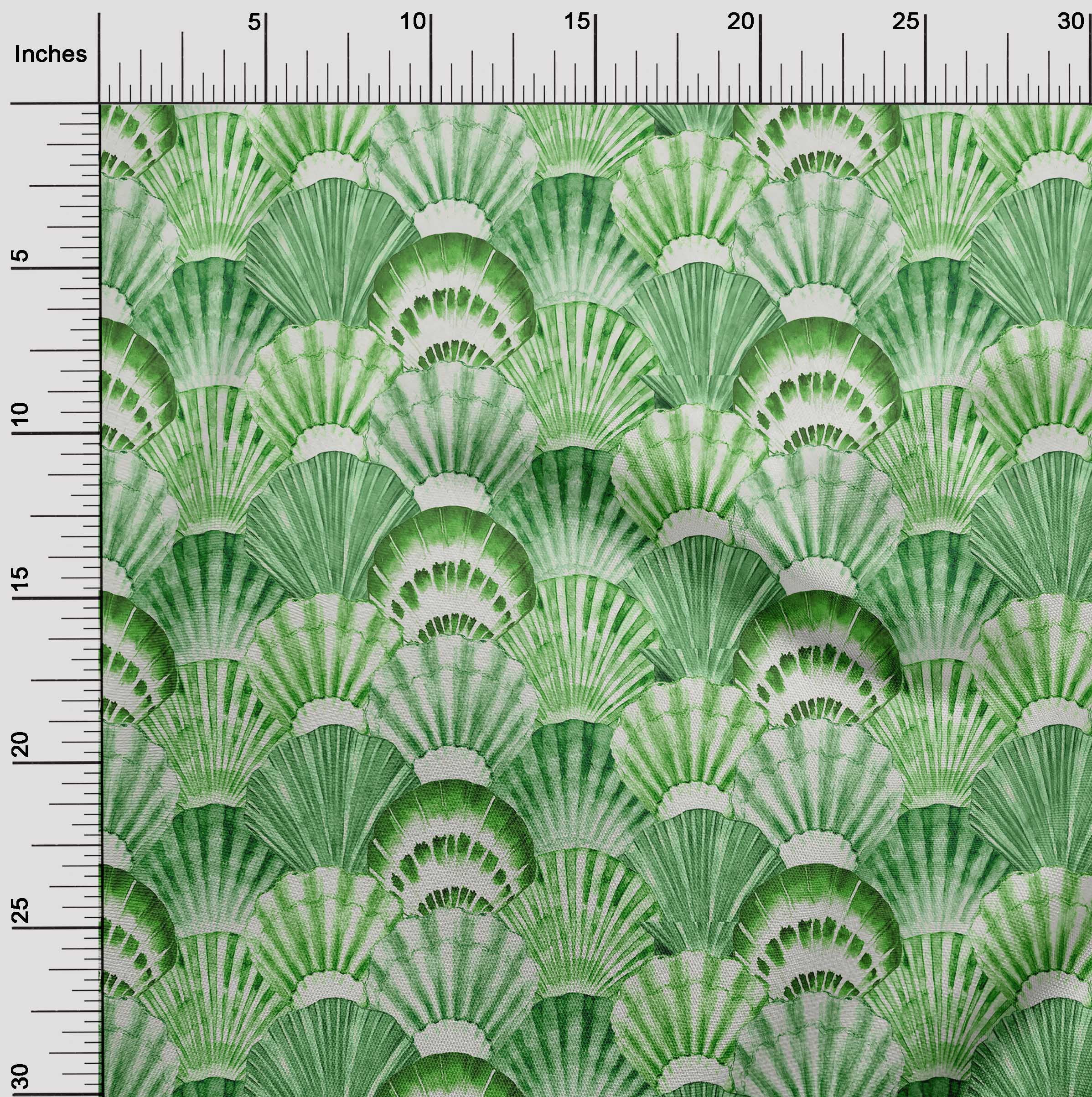 oneOone Rayon Light Green Fabric Sea Shells Ocean Quilting Supplies Print Sewing Fabric By The Yard 56 Inch Wide