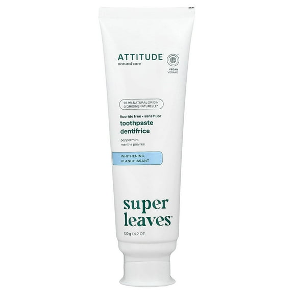 ATTITUDE Super Leaves™, Fluoride Free Whitening Toothpaste, Peppermint, 4.2 oz (120 g)