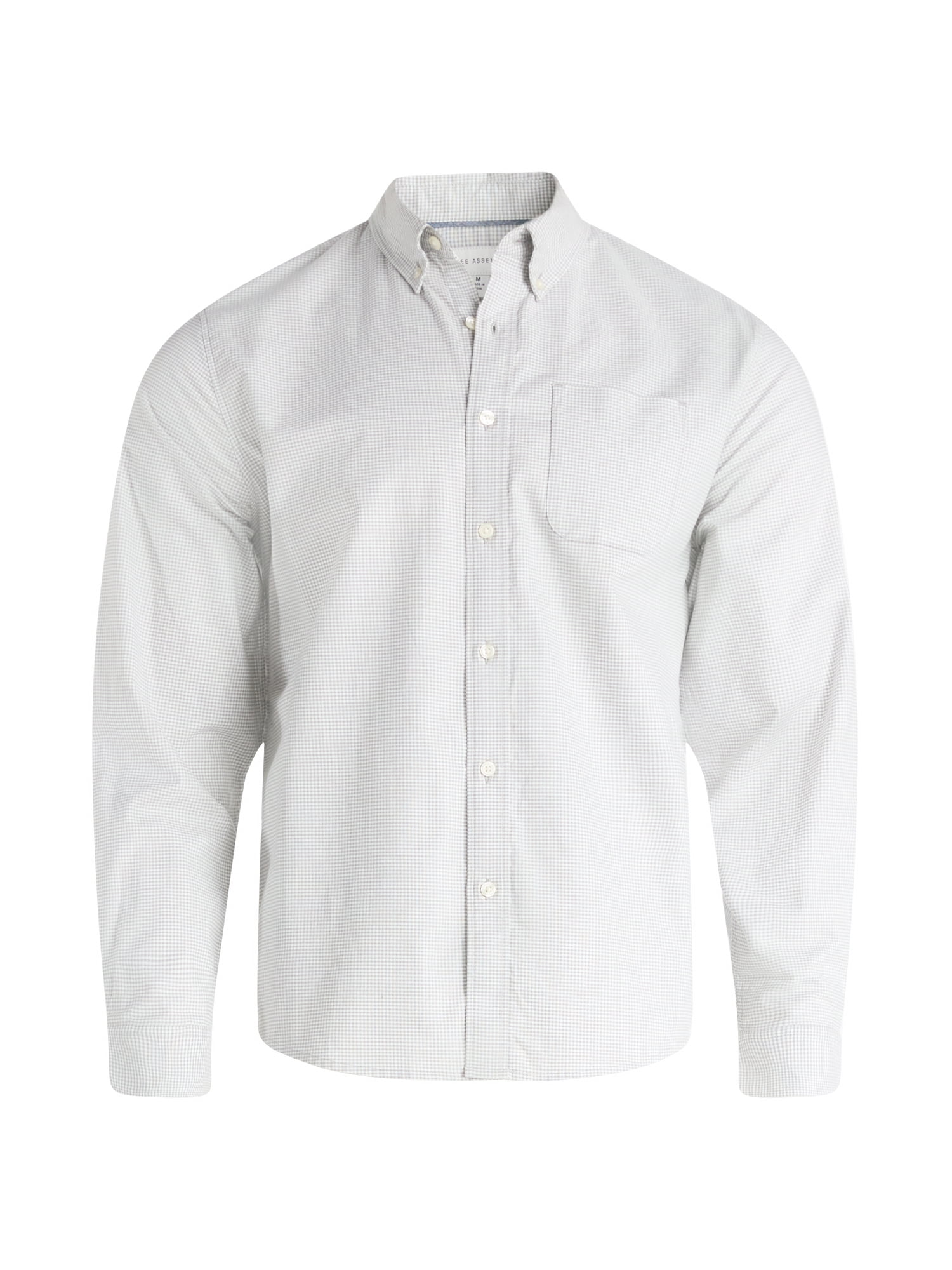 Free Assembly Men's Cotton Button Down Oxford Shirt with Long Sleeves, Sizes XS-3XL