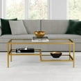 thumbnail image 4 of 45" Gold Glass Rectangular Coffee Table With Two Shelves, 4 of 10