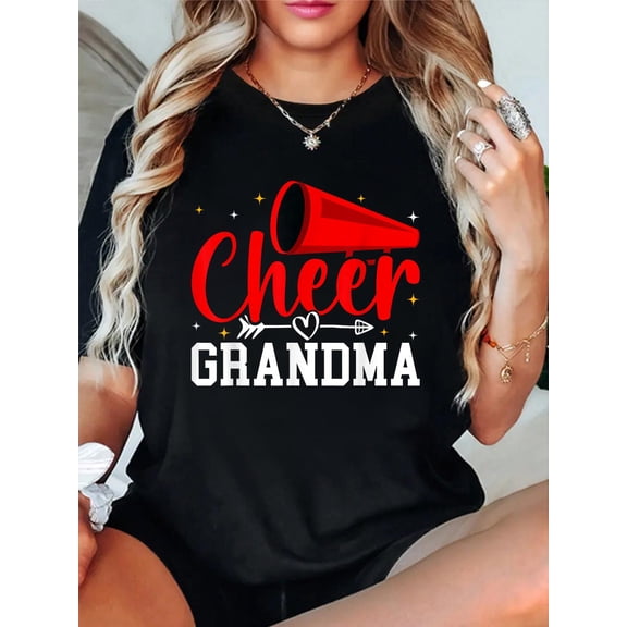 Cheerleader Cheerleading Cheer Grandma T-Shirt casual short sleeve crew neck cotton tee tops for women