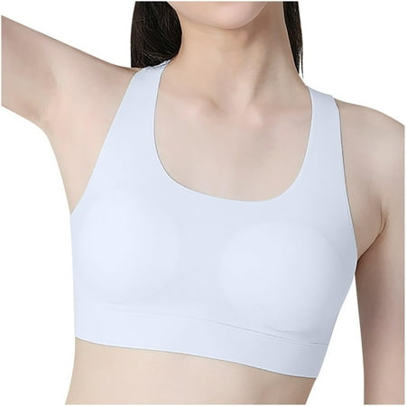Big Girls  Sports Bra with Breathable Pads Teens Cotton Training Bras Blue M