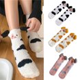 thumbnail image 2 of Korean Style Women Winter Fuzzy Slipper Socks Cartoon Pudding Dog Embroidery Thick Fluffy Coral Velvet Floor Sleeping Hosiery Foot Warmer, 2 of 19