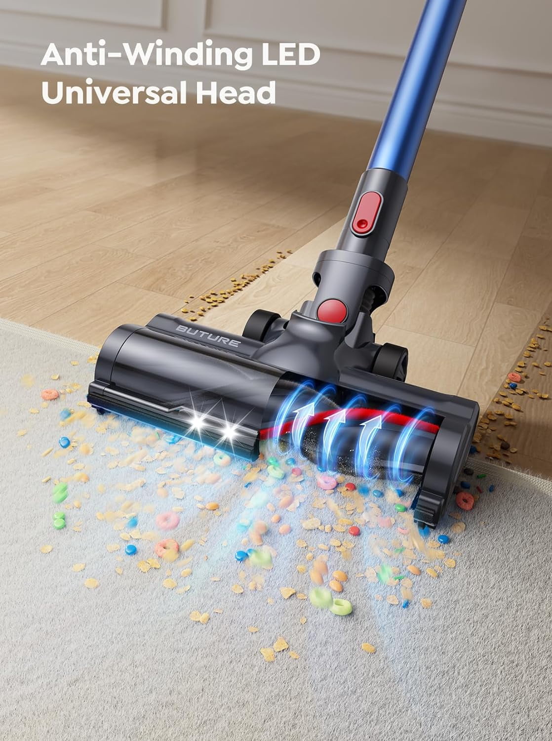 BUTURE Cordless Vacuum Cleaner, 38KPA 450W, 2200mAh, for