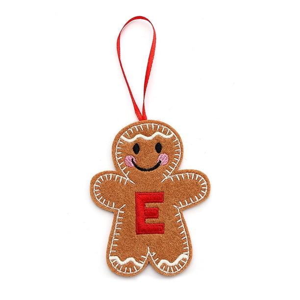 Adornos de jengibre con iniciales del alfabeto Monograma de jengibre Adorno colgante para el árbol de Navidad con la letra del apellido Decoración para el árbol de Navidad