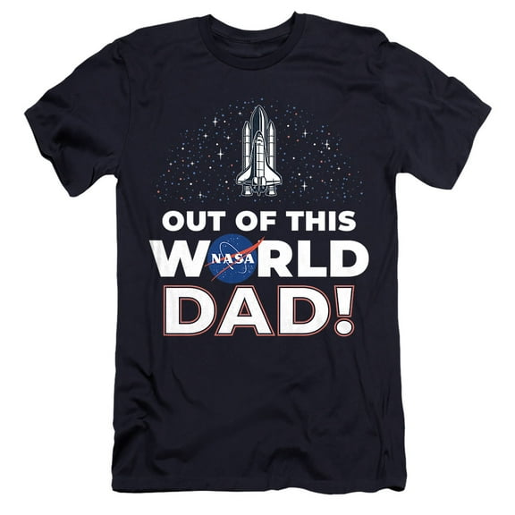 NASA Father's Day Out of This World Dad Unisex Adult Canvas Brand T Shirt, Navy, X-Large