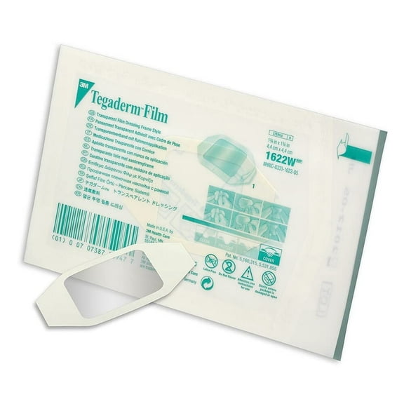 3M 1622W Transparent Film Dressing Sacral Picture Frame Style - For Wound, Cuts, Minor Burns, IV Sites, Ulcers, Scrapes First Aid Sterile, Waterproof & Non-Allergic Bandage - 1-¾” x 1-¾” - Pack of 50
