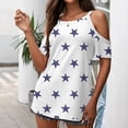 thumbnail image 6 of Summer Dresses for Women 2022, Women's Mini Dress Color Block V Neck Short Sleeve Casual Loose Shift Dresses Holiday Boho Vintage T Shirt Dresses, 6 of 6