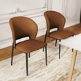 thumbnail image 3 of Dining Chairs Set of 2, Contemporary PU Leather Kitchen & Dining Room Chairs with Thick Foam Seat and Sturdy Metal Legs, Brown Chairs, 3 of 9