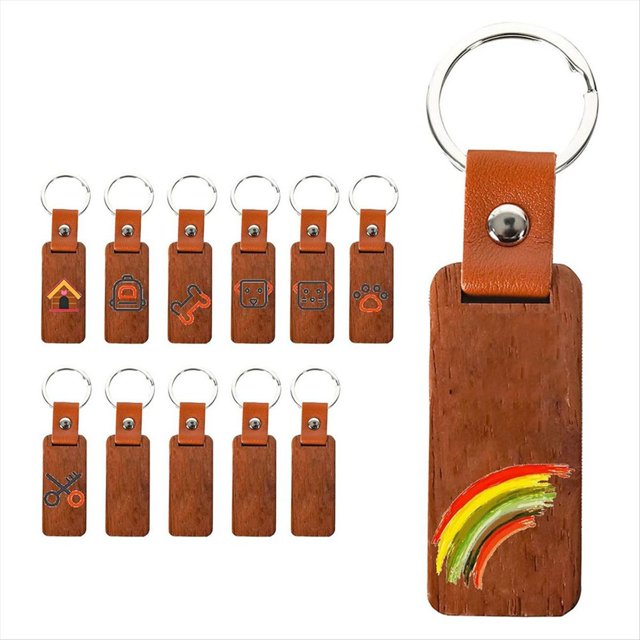 12 Llaveros en de Madera, Personalizado, Colgante con , para Grabado , Llaveros de Bricolaje