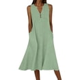 thumbnail image 2 of ClodeEU Women's Summer V Neck Sleeveless Tiered Midi Dress, Loose Fit Casual Flowy Sundress with Pockets Green,Women's Plus S, 2 of 8