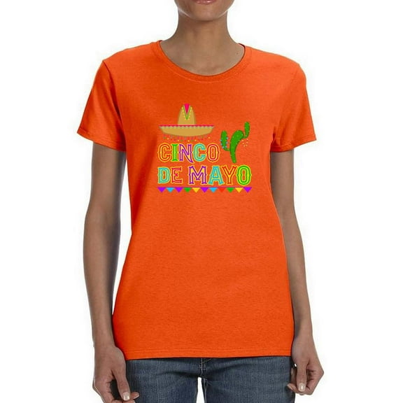 Cinco De Mayo Sombrero Cactus Shaped T-Shirt Women -Image by Shutterstock, Female Medium