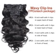 thumbnail image 2 of Body Wavy Clip ins Hair Extensions Brazilian Human Hair, 1B Natural Color Body Wave Clip in Remy Human Hair Extensions for Women Soft and Easy to Wear 7Pcs, 2 of 6