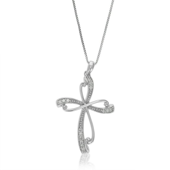 Vir Jewels 1/12 CTTW Lab Grown Diamond Cross Pendant Necklace in Sterling Silver with Chain For Women