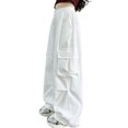 thumbnail image 3 of Rvasteizo Fall Winter Girls Cargo Pants Solid Elastic Waist Loose Cut Casual Kids Trousers 7 Years, 3 of 5