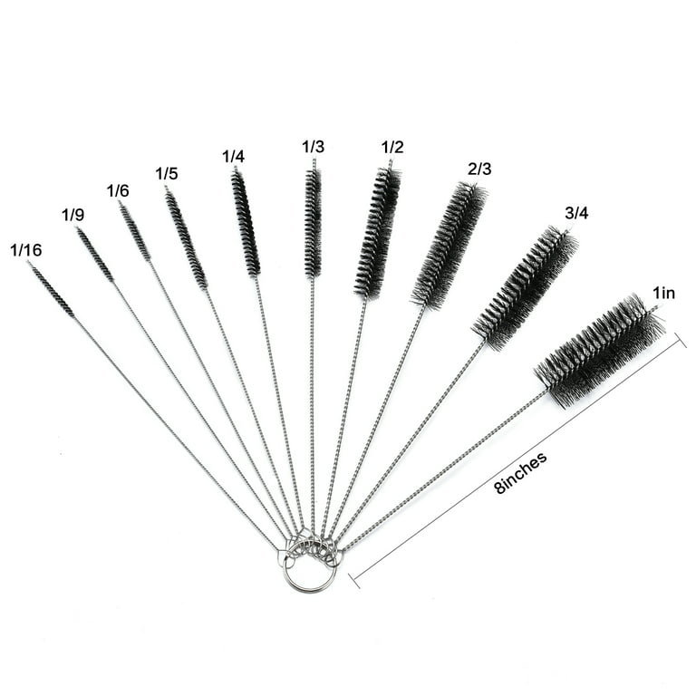 Long Straw Brush, Nylon Pipe Tube Cleaner 8-ihch 10 Different Diameters Set  of 10