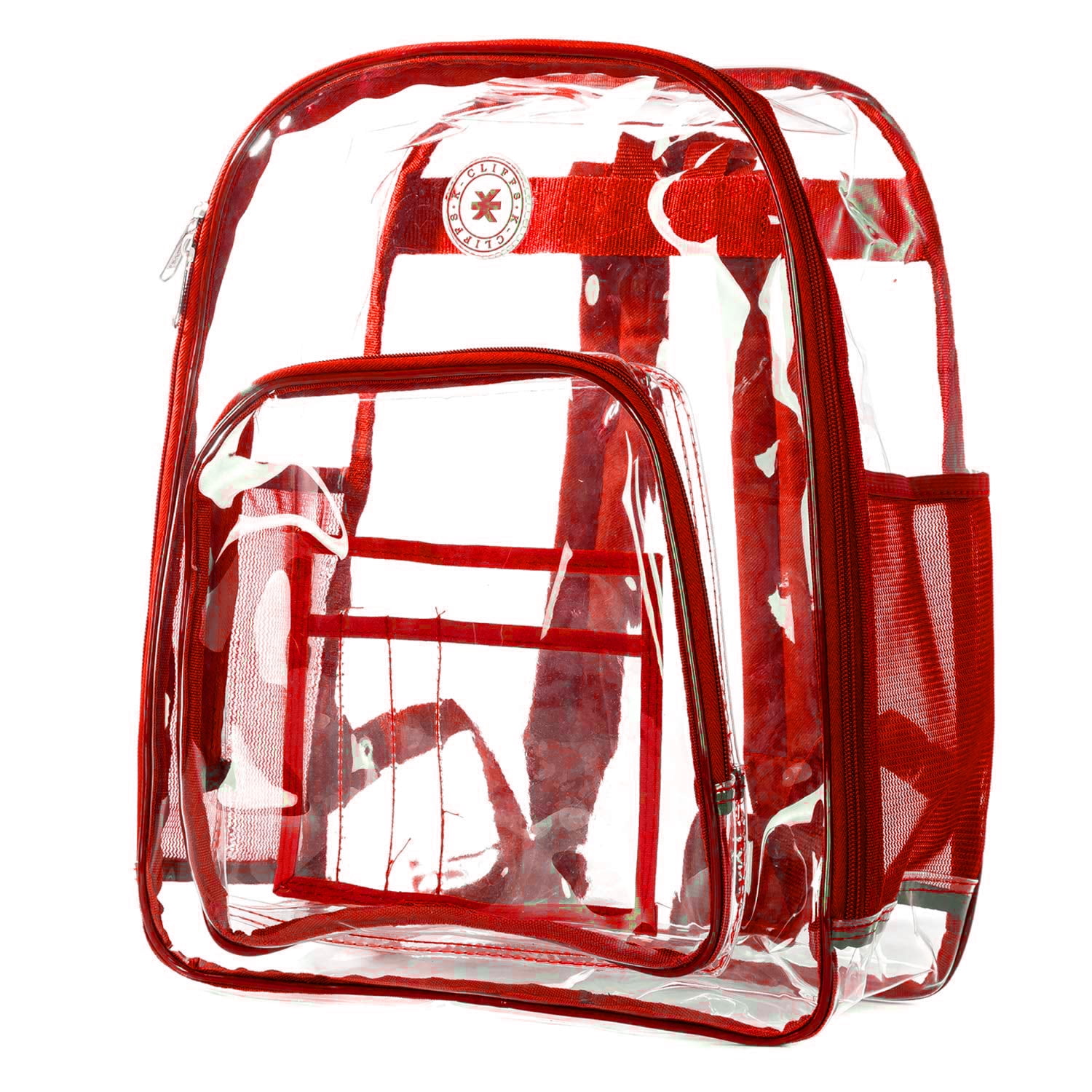 K Cliffs Unisex Heavy Duty Clear PVC Transparent Backpack in Red