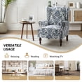 thumbnail image 5 of Tina's Home Upholstered Armchair Solid Rubber Wood Legs Transitional Living Room Bedroom Navy, 5 of 9