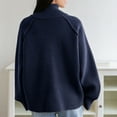thumbnail image 4 of Ediodpoh Cardigan Sweaters for Women Sweater Coat Casual Zip up Stand Collar Long Sleeve Outerwear Navy, 4 of 7