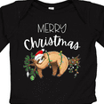 thumbnail image 4 of Inktastic Merry Christmas Cute Sloth with Santa Hat and Lights Boys or Girls Long Sleeve Baby Bodysuit, 4 of 5