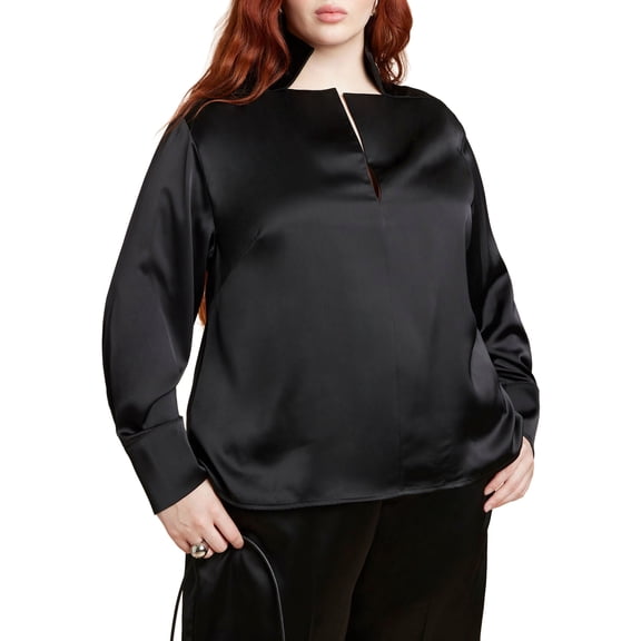 ELOQUII Women's Plus Size Deconstructed Neckline Blouse