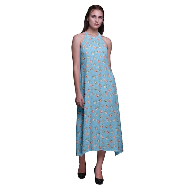 Bimba Robe Dos Nu à Col Licou pour Femmes, Florale, d'Été, pour Fête et Vacances – X-Grand