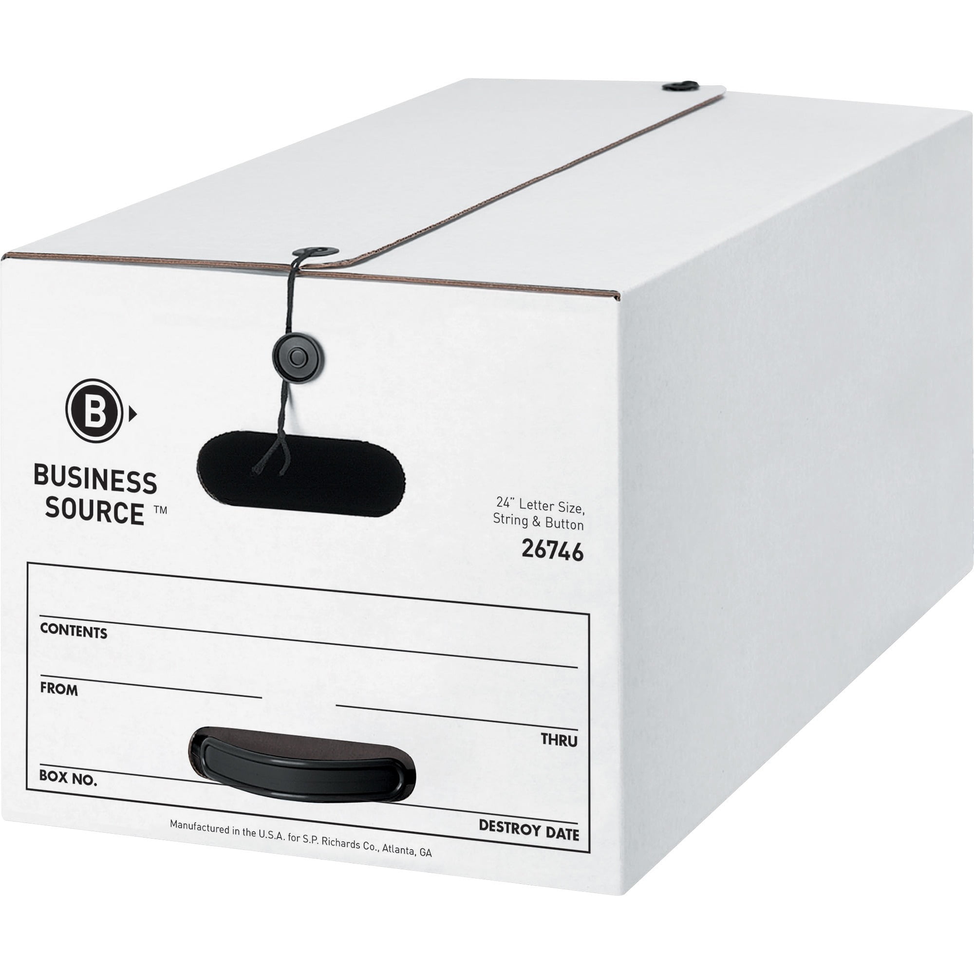 Business Source Medium Duty Letter Size Storage Box Internal Dimensions: 12" W X 24" D X 10" H & External Dimensions: 12.3" W x 24.1" D x 10.8" H