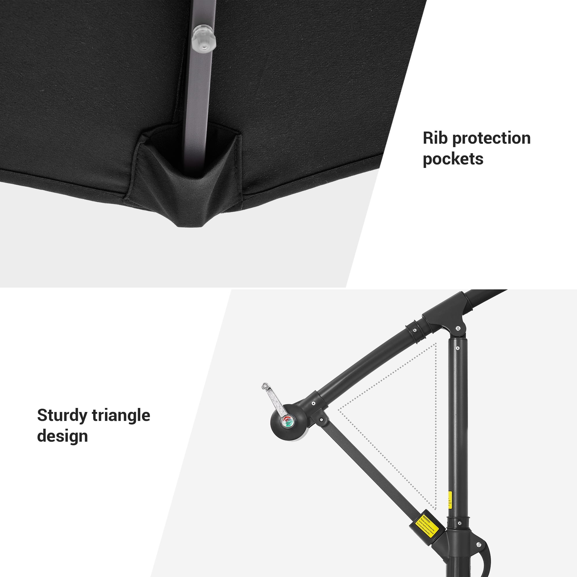 ACEGOSES 8.2x8.2ft LED Square Outdoor Patio Canopy Offset Umbrellas for Villa Gardens, Lawns and Yard,Black