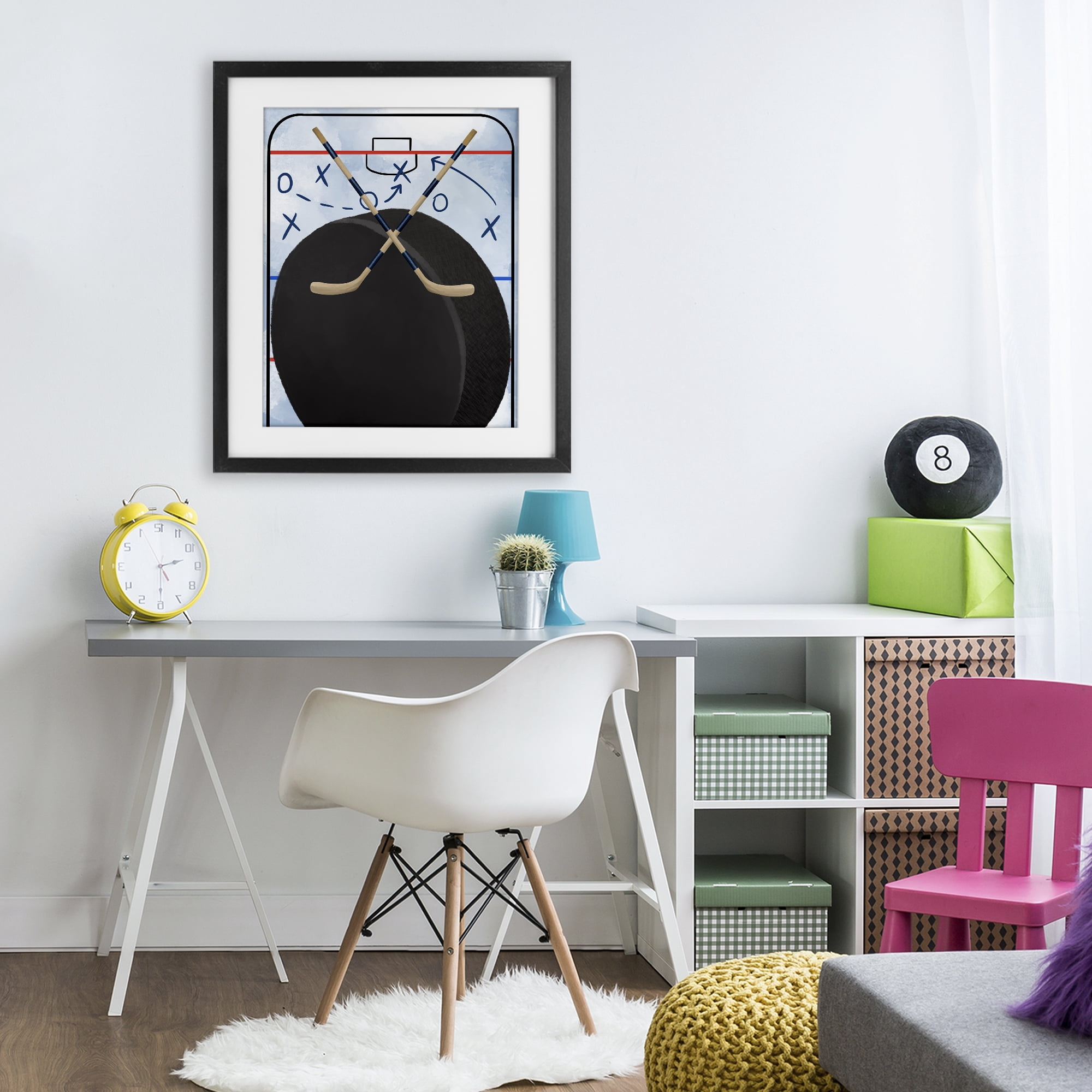 Stupell Industries Hockey Rink Tactics Black Framed Print Under Glass, design by Jennifer Stith