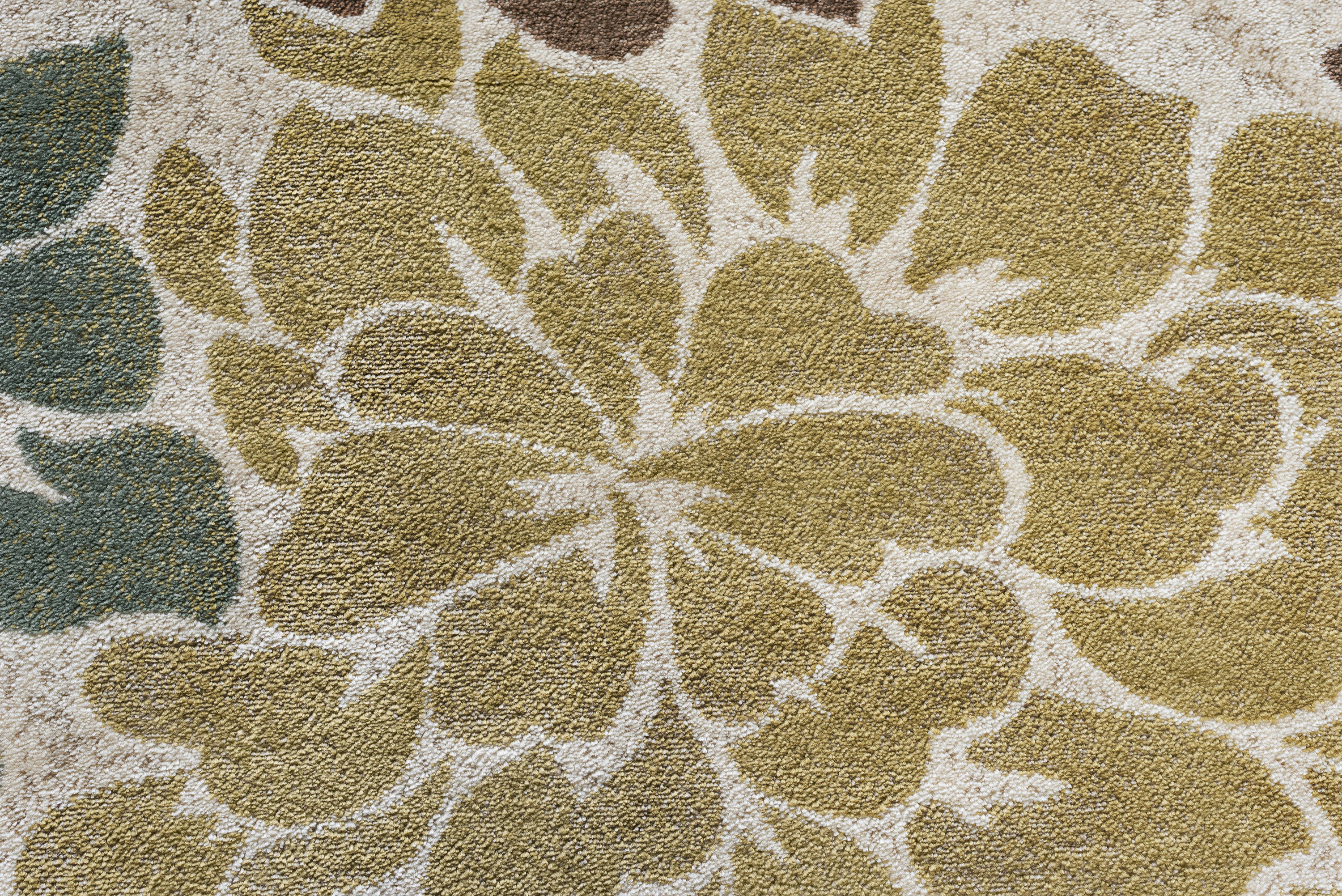Transitional Area Rug (3-Piece Rug Set: (5' x 7', 20'' x 60'', 20'' x 32'')) Floral Ivory, Seafoam Indoor Set Easy to Clean