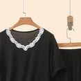 thumbnail image 5 of Thousandth Women's Fashionable Summer Loungewear Casual Comfortable Sleepwear Lace Short Sleeved T-Shirt with Elastic Waist and Lace Shorts Loose Home Clothes Pajamas Set, 5 of 6