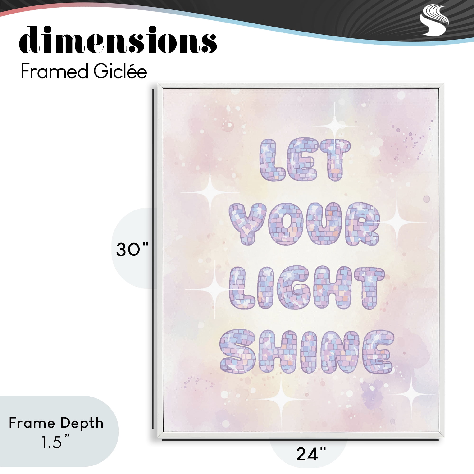 Stupell Industries Let Your Light Shine Pastels White Framed Giclee Art, design by Lil' Rue