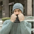 thumbnail image 3 of 2 Pieces Winter Warm Hat Scarf Set Knit Thick Beanie Scarves Knitted Cap for Men, 3 of 11