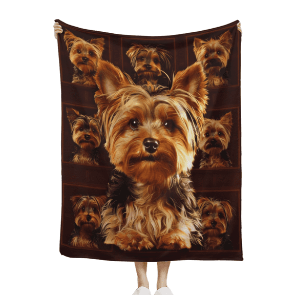 40*50Soft Flannel Blanket with Realistic Yorkshire Terrier Print - Cozy Plush Throw for Couch, Bed, Pet Lovers