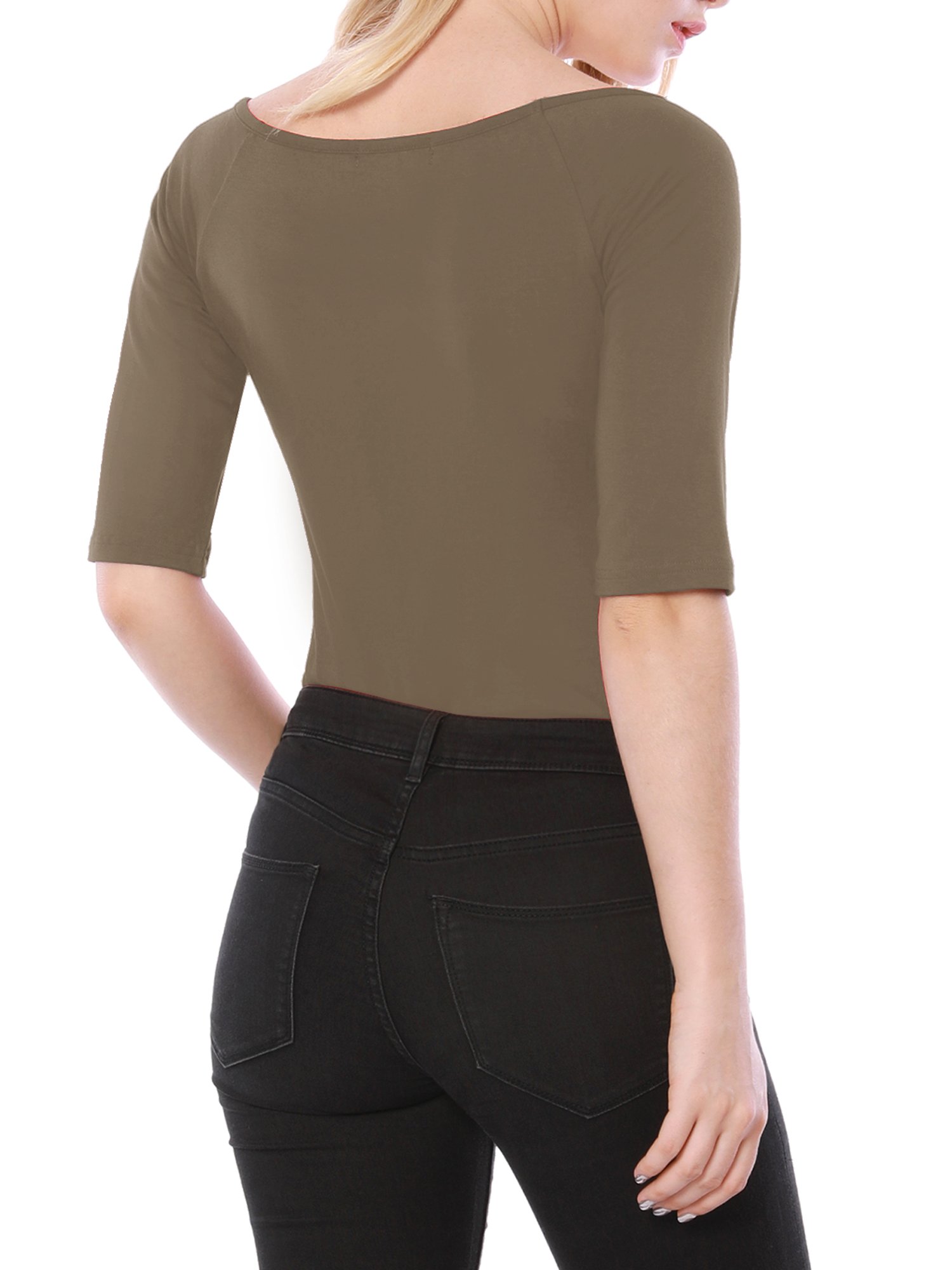 DARING DIVA Women's Slim Fit Pullover Boat Neck Stretchable T-Shirt M Dark Khaki