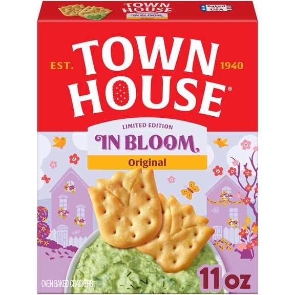 Town House In Bloom Original Oven Baked Crackers, Party Snacks, 11 oz