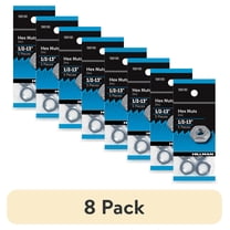 (8 pack) Hillman Hex Nuts 1/2"-13 Screw Thread, Zinc Finish, Steel, Pack of 5