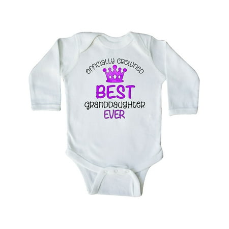 

Inktastic Officially Crowned Best Granddaughter Ever purple crown Gift Baby Girl Long Sleeve Bodysuit