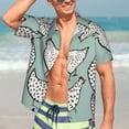 thumbnail image 7 of Honeii Hand Drawn Chickens Print Men’s Hawaiian Shirt,Classic Button-Down Short Sleeve Shirt, for Beach, Vacation, and Outdoor Activities,3X-Large, 7 of 7