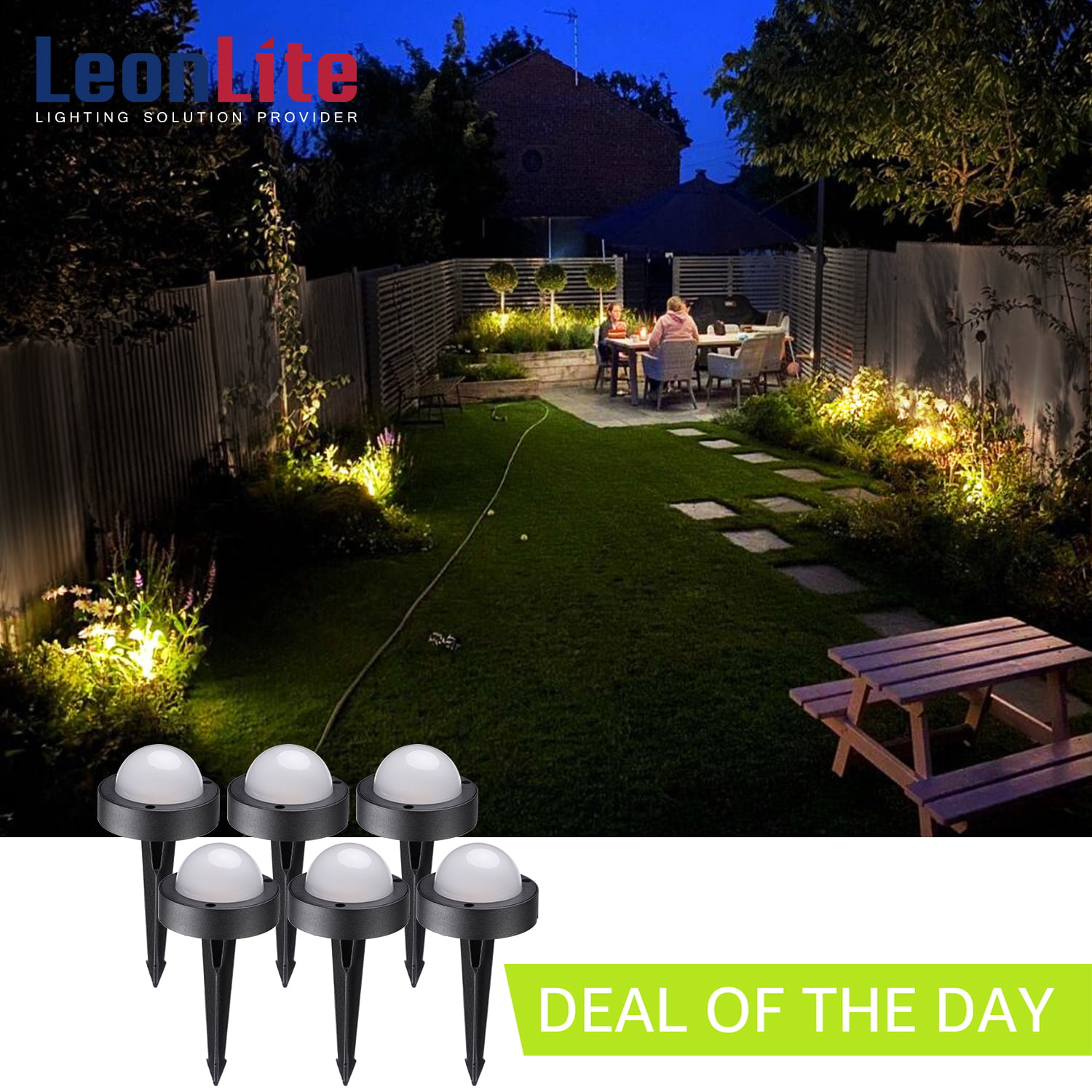 3000K Warm White LEONLITE 3W LED Landscape Light 18W Eqv Waterproof Pack of 8 12V Low Voltage ETL Listed Outdoor Pathway Garden Yard Patio Lamp Aluminum Housing with Ground Stake 