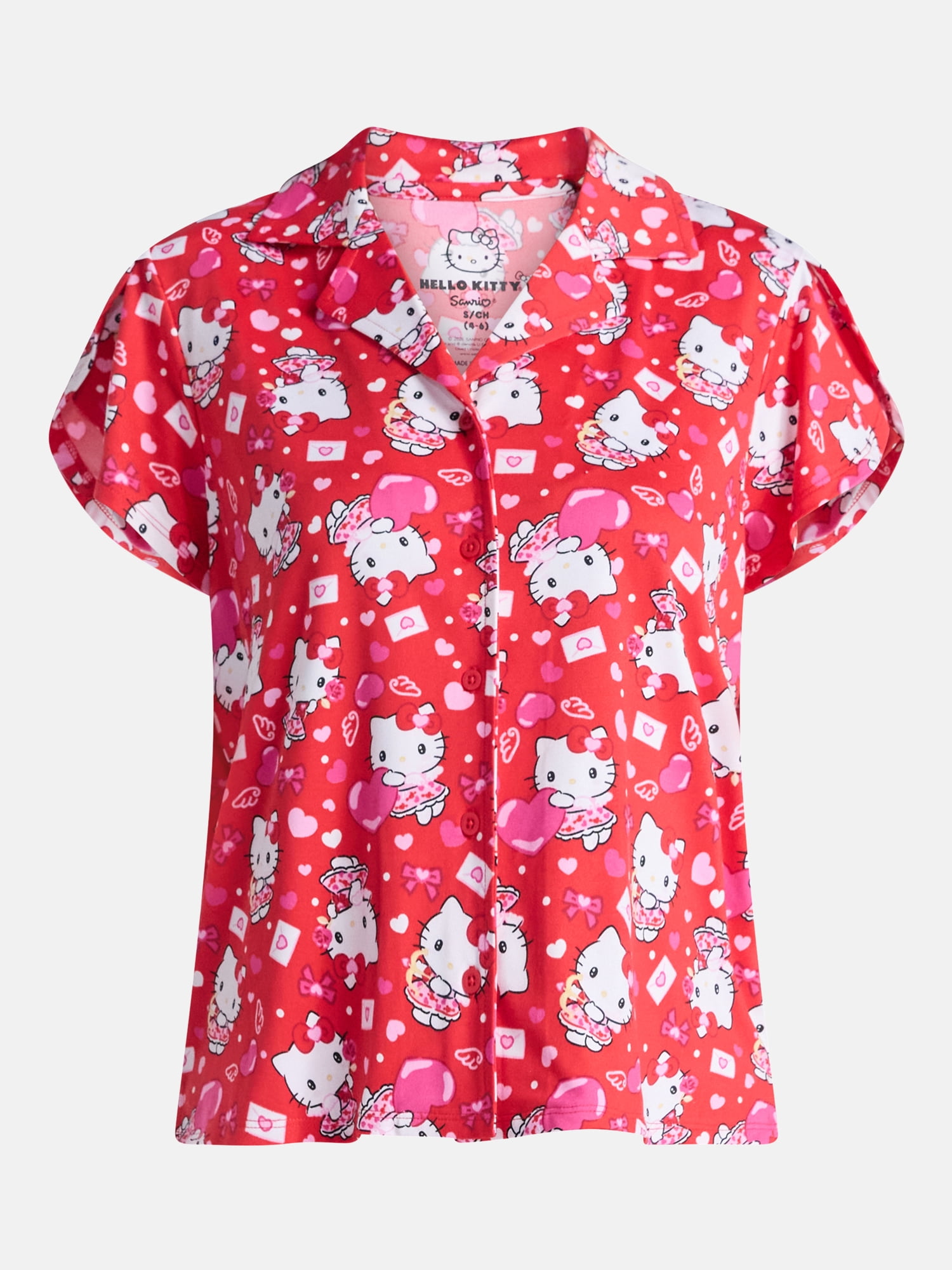 Hello Kitty Women's Valentine's Day Shorty Pajama Set, 2-Piece, Sizes XS-3X