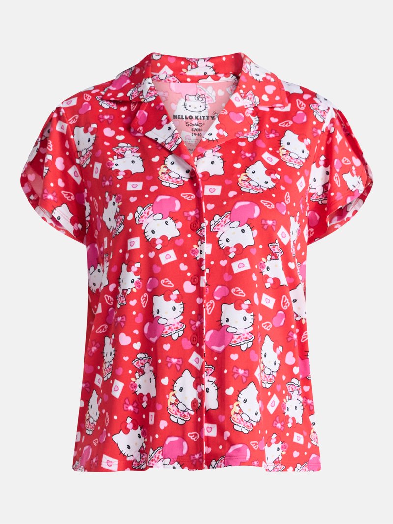 Chemise Hello Kitty Rouge Pour Enfant - Taille 5T/5A - Marque Old Navy - Occasion Très Bon état
