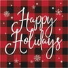 PTYC 346646 6.5 x 6.5 in. Buffalo Plaid Happy Holidays Luncheon Paper Napkin, Black, Red & White
