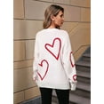 thumbnail image 5 of Women Heart Print Sweaters Long Sleeve Crewneck Oversized Pullover Sweater Cute Love Pattern Knitted Jumper Tops White L, 5 of 9
